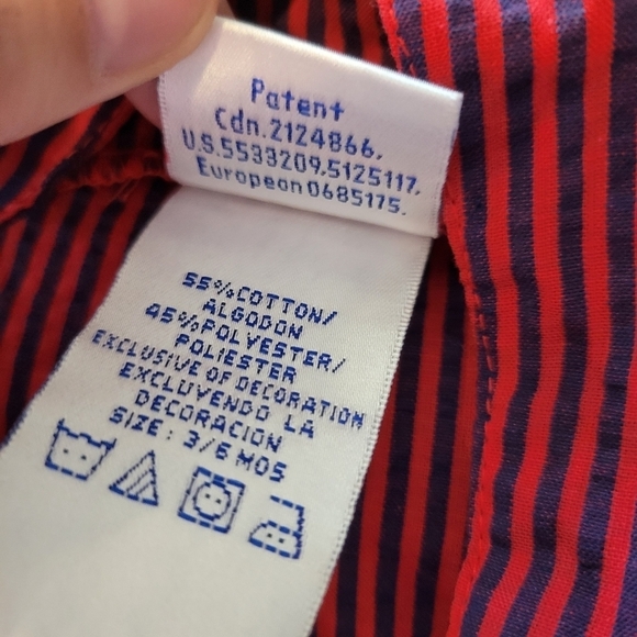 Snugabye Basic Vintage Baby Boy 3-6 Months Red Navy Striped Overalls Shortalls - Picture 6 of 6